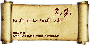 Kránitz Győző névjegykártya
